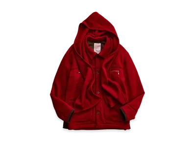 NICENESS Borland Wool Fleece Overshirt Coat "Red"