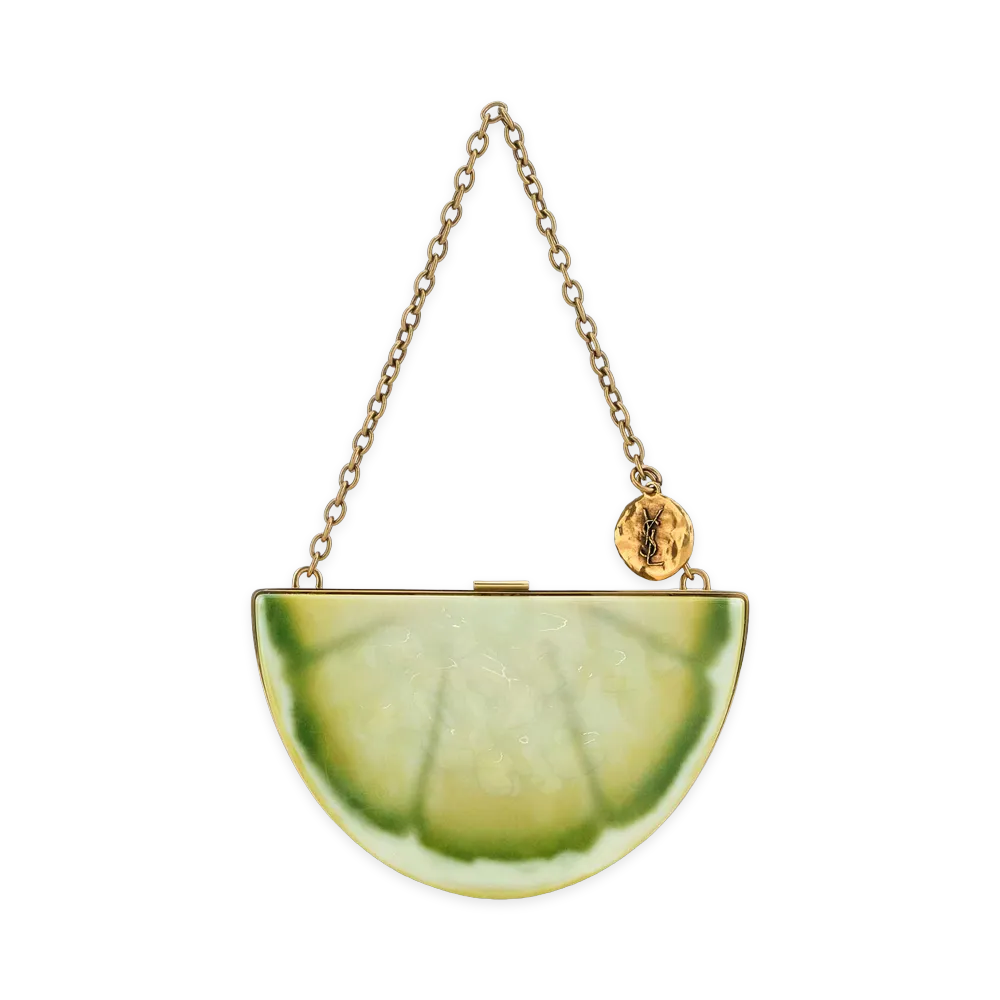 Saint Laurent Women's Evening Mini Lemon Clutch In Resin "Yellow/Multicolor"