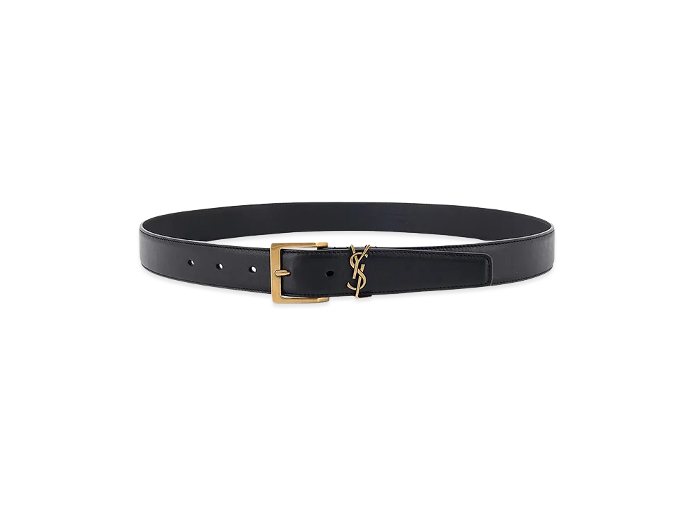 Saint Laurent Monogram Belt With Square Buckle In Smooth Leather "Black"