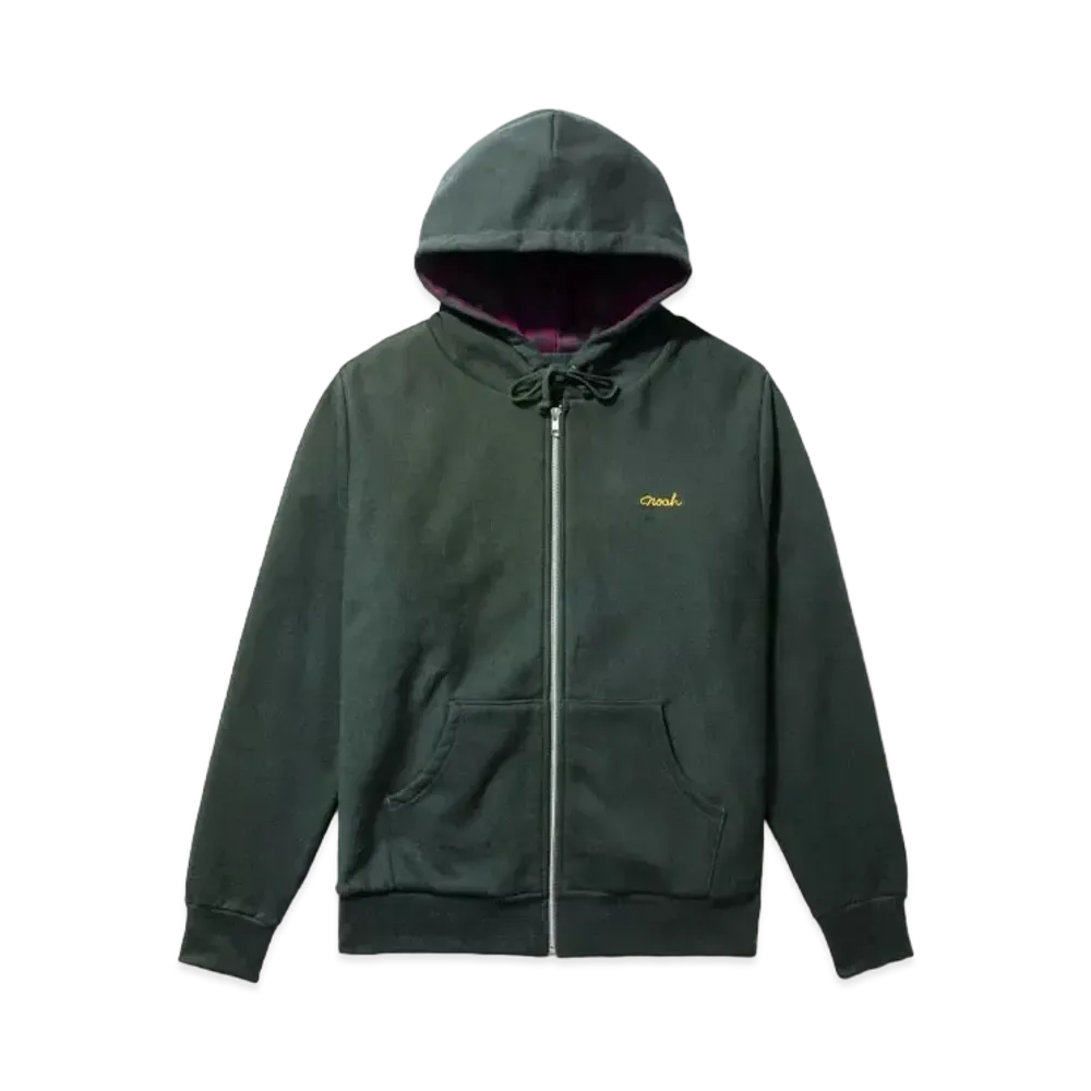 Noah Tartan-Lined Zip-Up Hoodie "Green"
