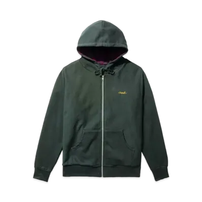 Noah Tartan-Lined Zip-Up Hoodie "Green"