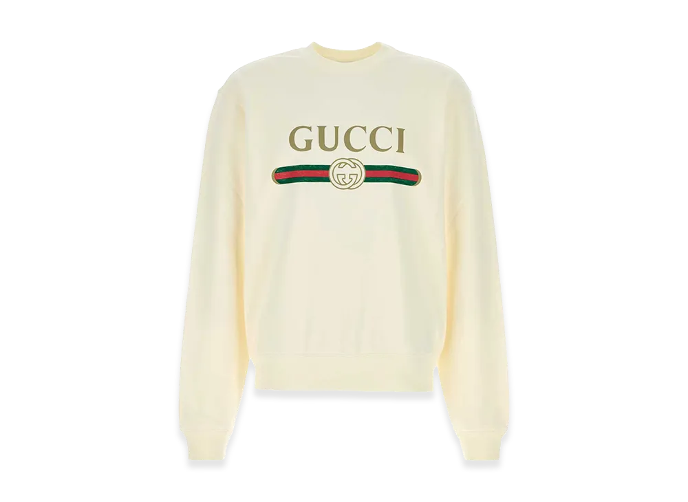 GUCCI Cotton Blend Sweatshirt "White/Ivory"