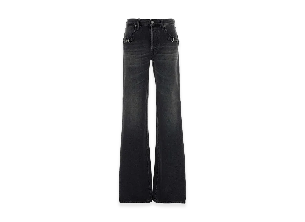 GUCCI Women's Slate Denim Wide-Leg Jeans "Gray"