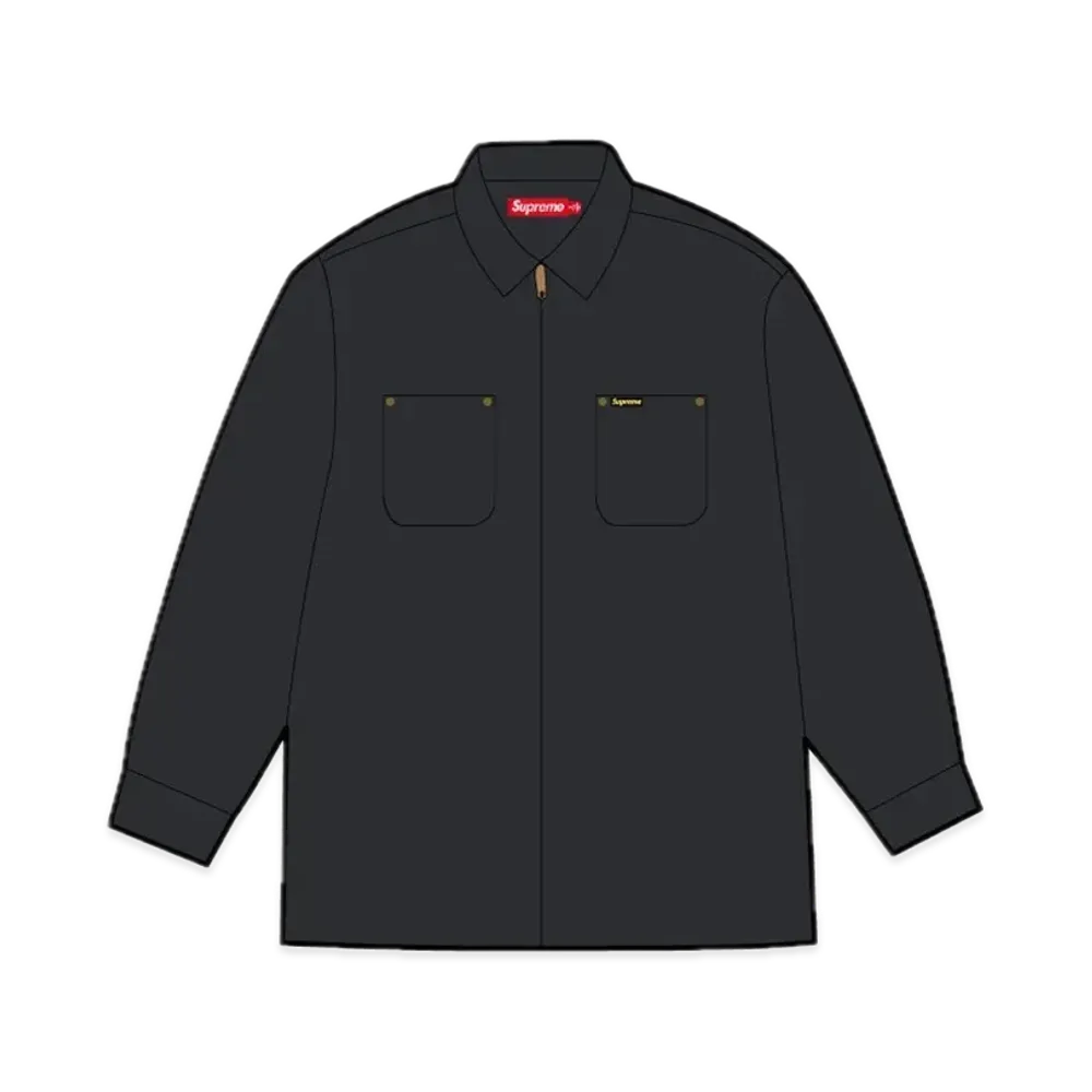 Supreme Washed Corduroy Zip Up Shirt "Black"