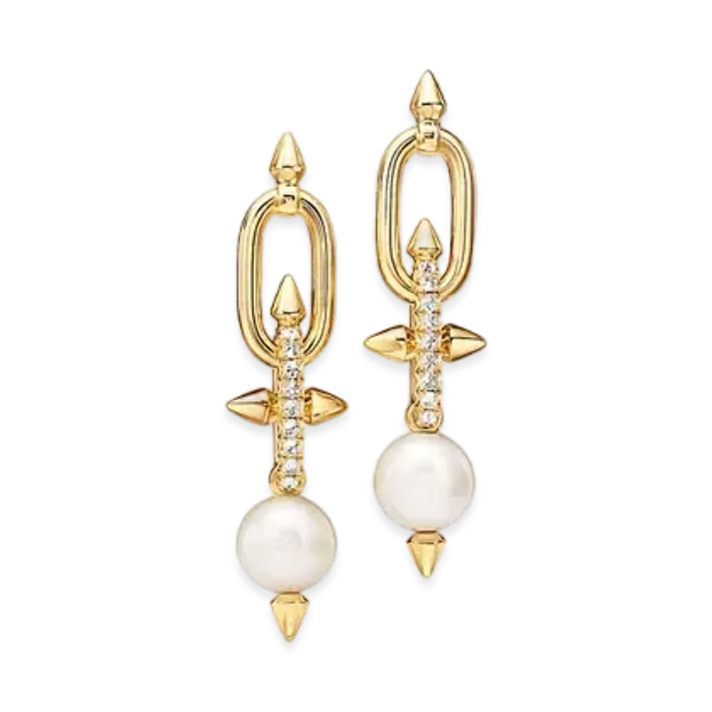 Tiffany & Co. Pearl Earrings with Diamonds "Yellow Gold"