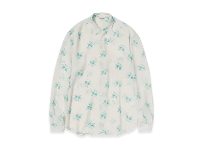 AURALEE Printed Airy Silk Georgette Shirt "Ivory White"