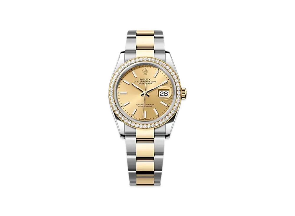 ROLEX Datejust 36mm Oystersteel & Yellow Gold Diamond 126283RBR "Champagne-colour"