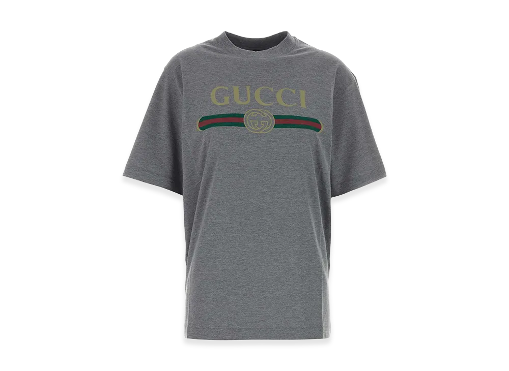 GUCCI Women's Cotton Blend T-Shirt "Gray/Dark Grey"