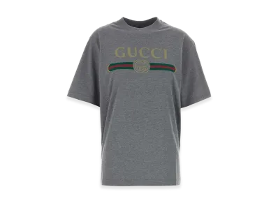 GUCCI Women's Cotton Blend T-Shirt "Gray/Dark Grey"
