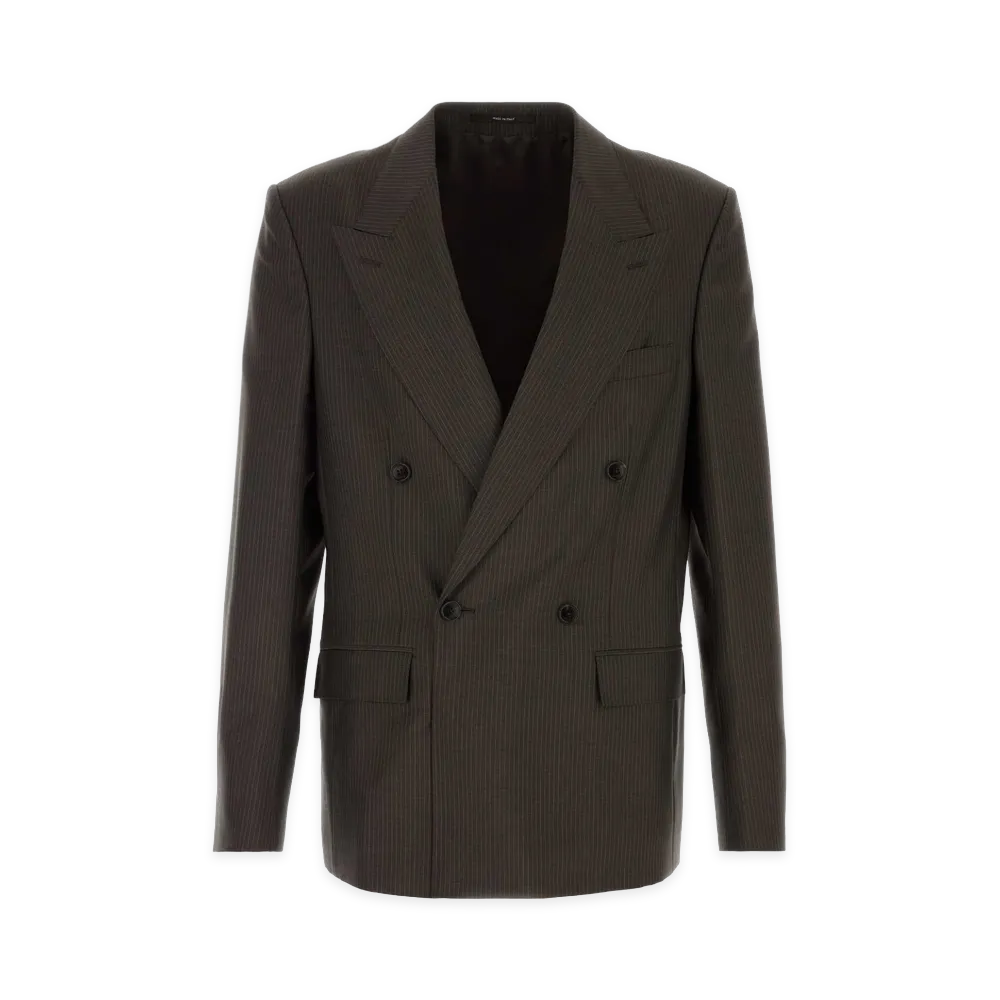 GUCCI Embroidered Wool Blend Blazer "Brown"