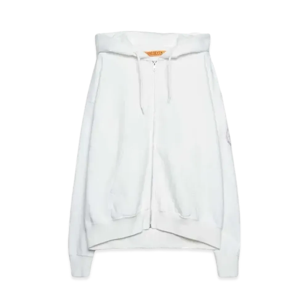 STUDIO SEVEN CIRCLE LOGO EMB ZIP HOODIE "WHITE"