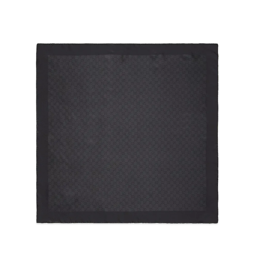 GUCCI Women's Printed Silk Twill Scarf "Black"