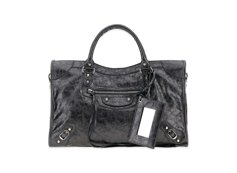 BALENCIAGA Women's Leather Medium Le City Handbag "Gray/Dark Grey"