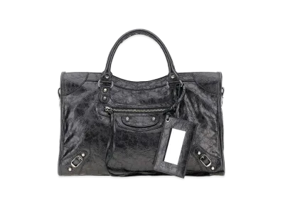 BALENCIAGA Women's Leather Medium Le City Handbag "Gray/Dark Grey"