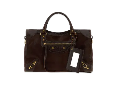 BALENCIAGA Women's Calf Hair Medium Le City Handbag "Brown"