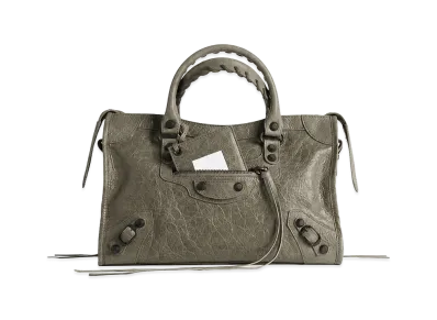 BALENCIAGA Women's Le City Small Bag In Arena Lambskin With Brass Finishing "Green"