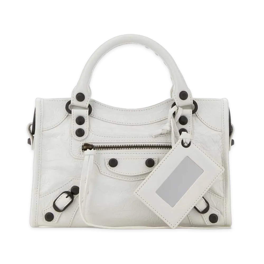 BALENCIAGA Women's Leather Mini Le City Handbag "White"