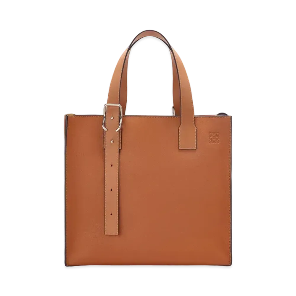 LOEWE Buckle Zip Tote In Soft Grained Calfskin "Tan"