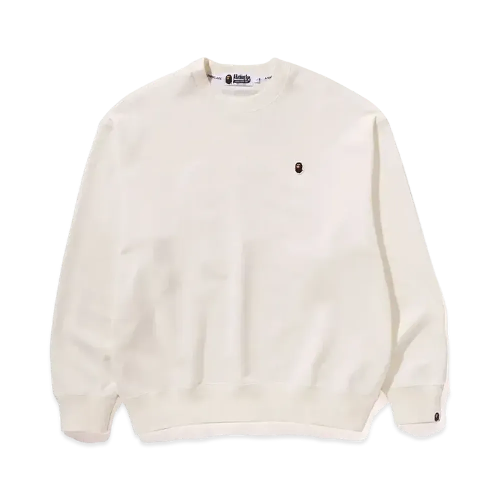 A BATHING APE Ape Head One Point Crewneck "White"