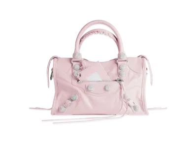 BALENCIAGA Le City Bag Small with Giant Studs and Rhinestones "Petal Pink"