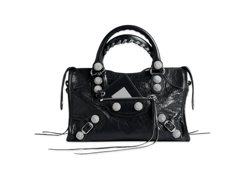 BALENCIAGA Le City Bag Small with Giant Studs and Rhinestones "Black"