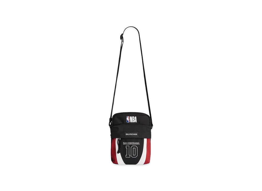 BALENCIAGA x NBA Collaboration Explorer Crossbody Pouch "Black/White/Vermilion Red"