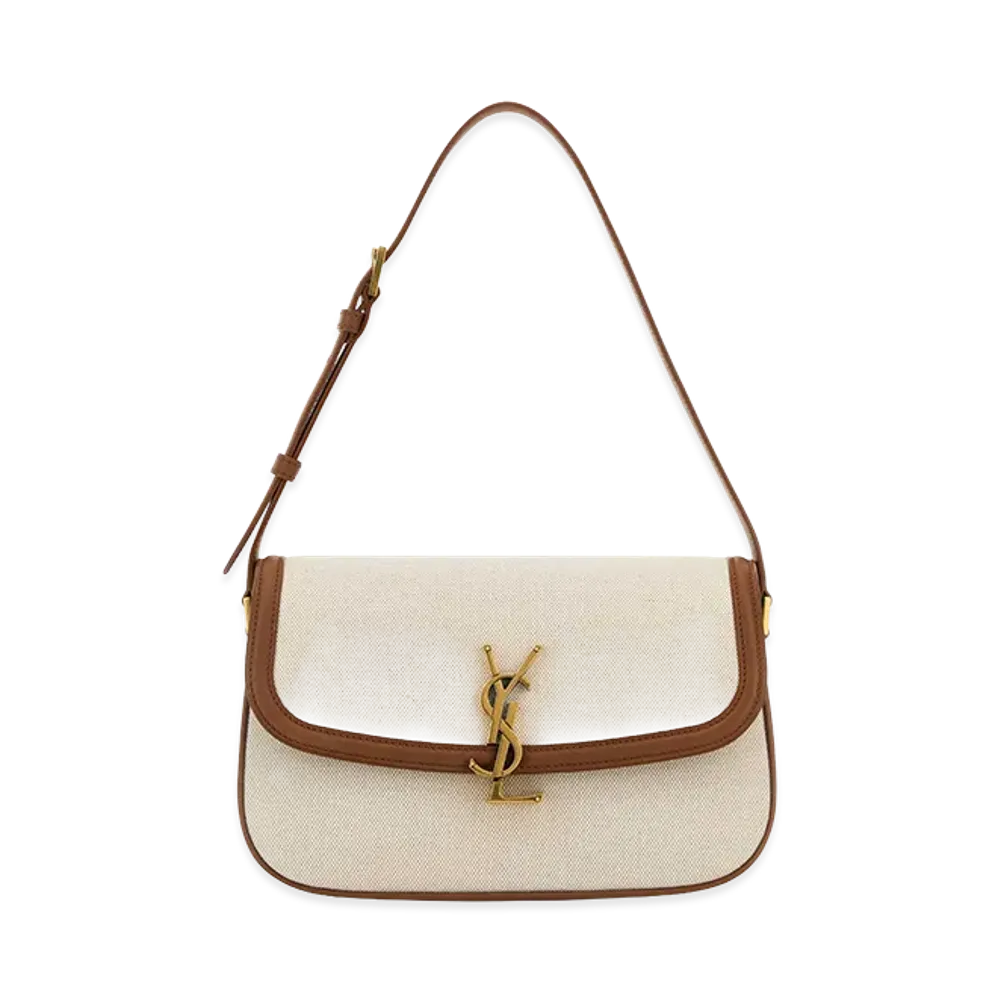 Saint Laurent Women's Sand Canvas Solferino Shoulder Bag "Beige/Tan"