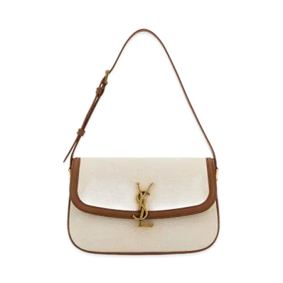 Saint Laurent Women's Sand Canvas Solferino Shoulder Bag "Beige/Tan"