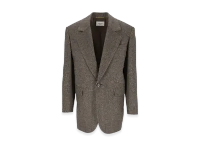 Saint Laurent Women's Herringbone Wool Jacket "Brown"