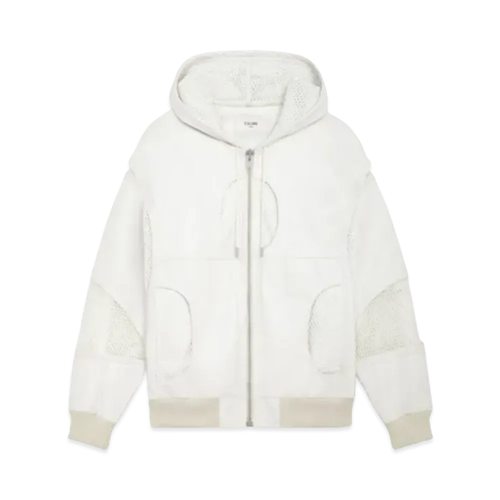 CELINE Jacket With Mesh Inserts In Soft Lambskin "Optic White"