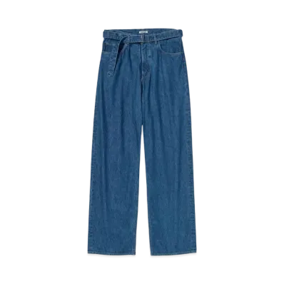 AURALEE Selvedge Light Oz Denim Belted Pants "Washed Indigo"