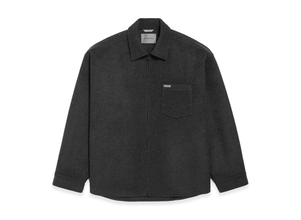 BALENCIAGA Brushed Wool Overshirt "Heather Grey"