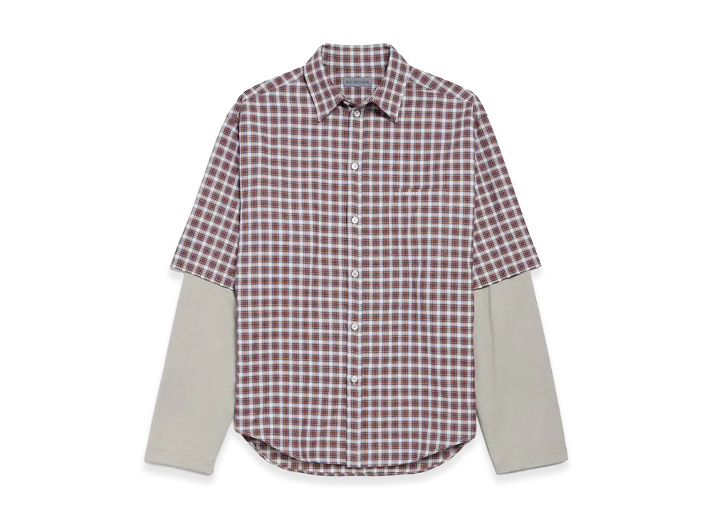 BALENCIAGA Design Sleeve Shirt "Red/Navy"