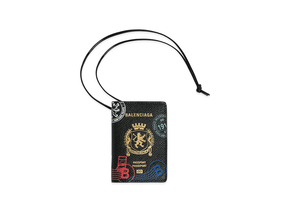 BALENCIAGA Passport Card Holder Charm "Black/Multicolor"
