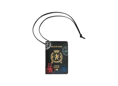BALENCIAGA Passport Card Holder Charm "Black/Multicolor"
