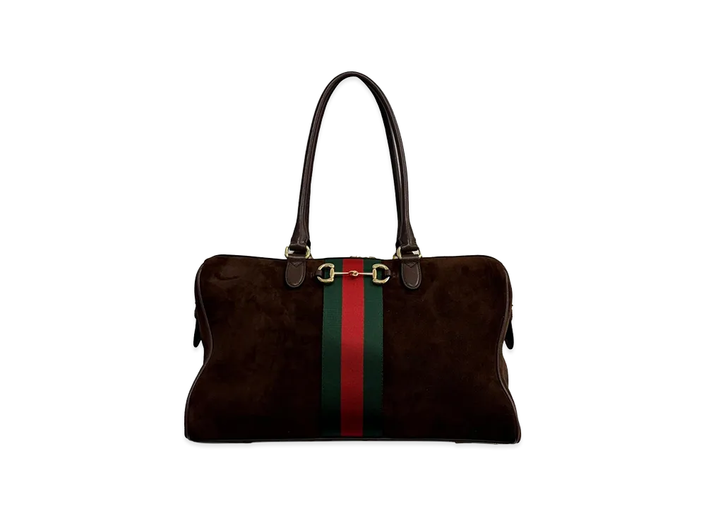 GUCCI Women's Suede Large Borsetto Shopping Bag "Brown"