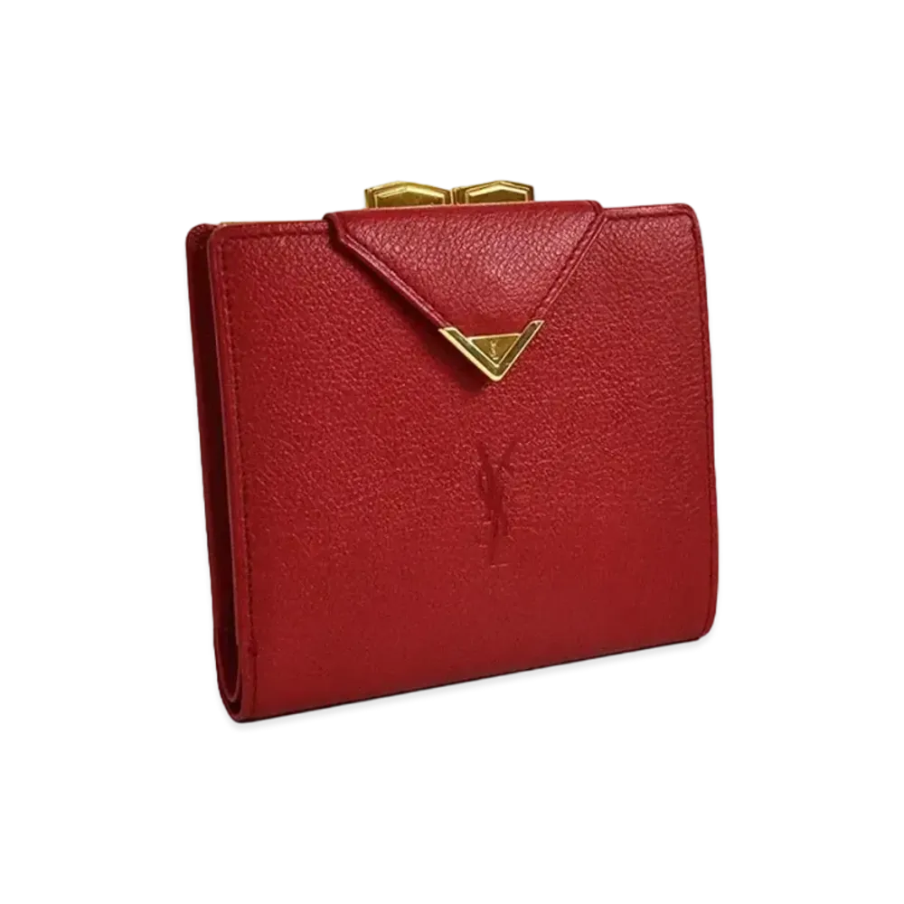 Saint Laurent Logo Leather Wallet "Red"