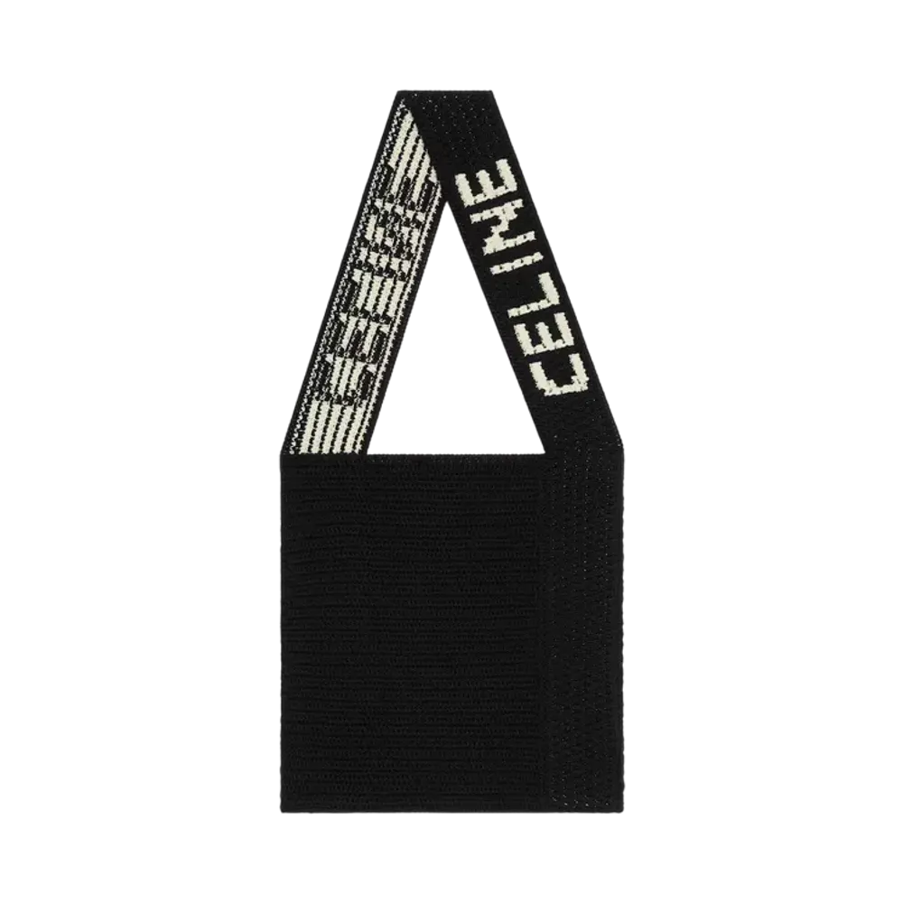 CELINE Bag in Crocheted Cotton "Black /Ecru"