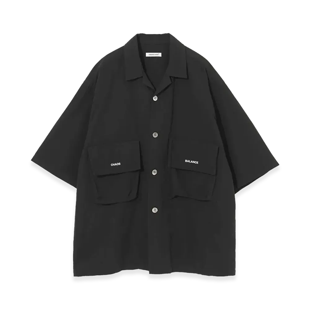 UNDERCOVER Cotton Half Sleeve Open Collar Shirt "Black"