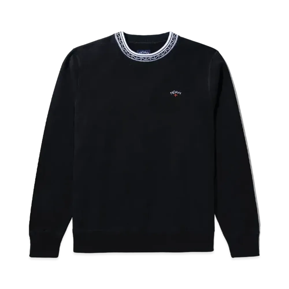 Noah Jacquard Polka Dot Collar Crewneck "Black"