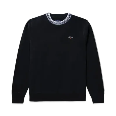 Noah Jacquard Polka Dot Collar Crewneck "Black"