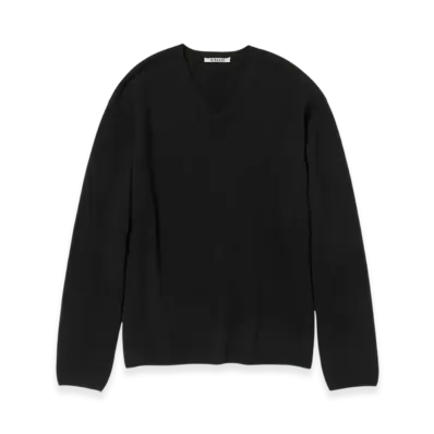 AURALEE Felted Wool Knit VNeck P/O "Black"