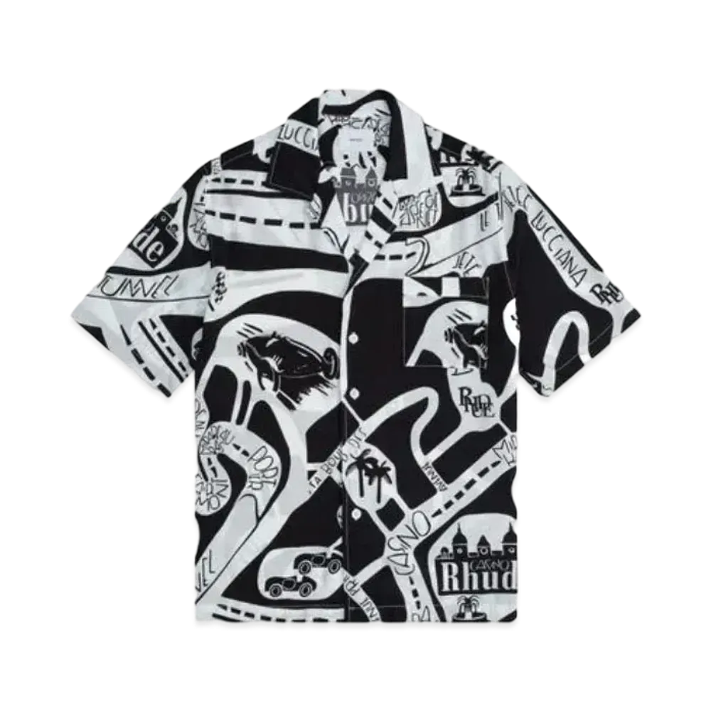 RHUDE Strada Silk Shirt "Black White"