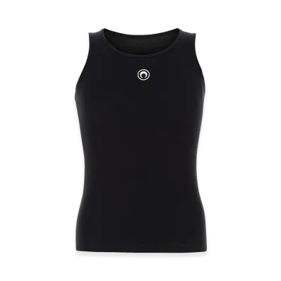 Marine Serre Moon Logo Ribbed Jersey Tank Top "Black"