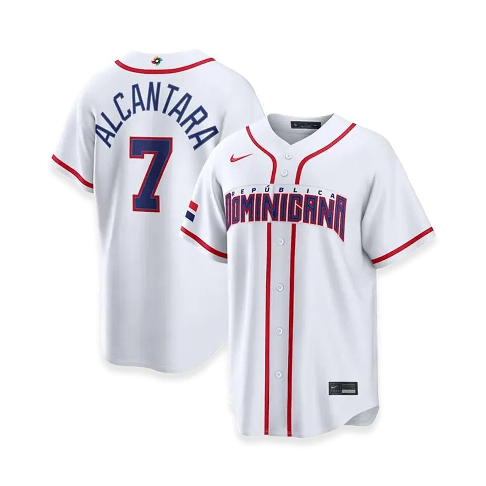 Nike 2026WBC World Baseball Classic Sandy Alcantara Dominican Republic Baseball Home Stadium Jersey "White"