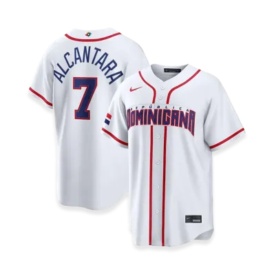 Nike 2026WBC World Baseball Classic Sandy Alcantara Dominican Republic Baseball Home Stadium Jersey "White"