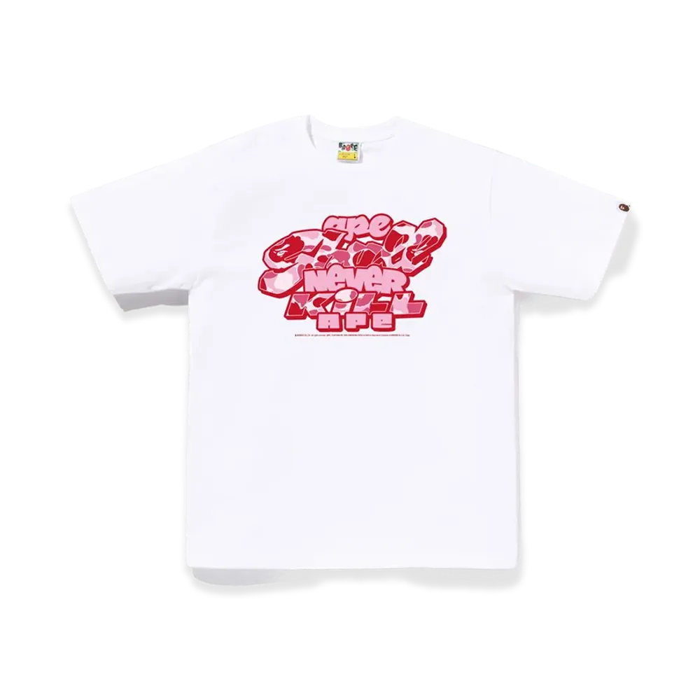 A BATHING APE ABC Camo Toon Asnka Tee "White/Pink"