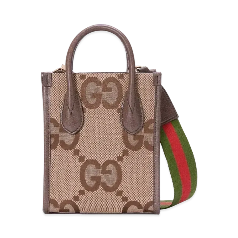 GUCCI Jumbo GG Mini Tote Bag "Camel/Ebony"