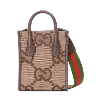 GUCCI Jumbo GG Mini Tote Bag "Camel/Ebony"