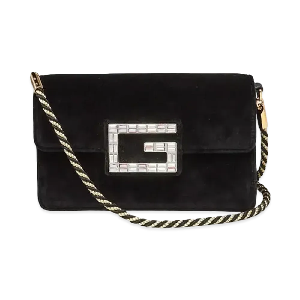 GUCCI Broadway Velvet Shoulder Bag "Black"